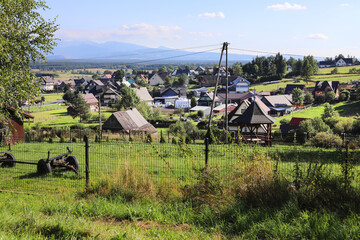 PIEKIELNIK, POLAND - AUGUST 06, 2024: Traditional polish countryside in the mountains.