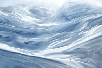 Obraz premium Abstract winter landscape, flowing snowdrifts and ice formations, cool tones with subtle highlights, serene and calm composition, evokes cold and purity, soft gradients