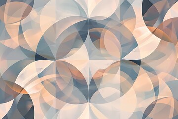 An abstract design of interconnected geometric shapes in muted tones, creating a harmonious, balanced pattern. Smooth lines and gentle curves inspire a sense of order and simplicity.