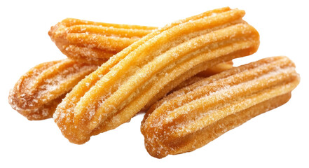 Freshly made churros dusted with sugar, cut out - stock png.