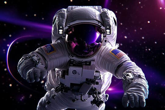 Majestic Cosmic Panorama with Astronaut in Serene Space