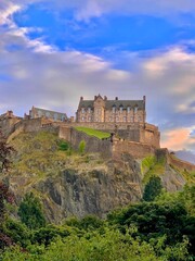 Castle at sunset in Edinburgh Scotland
