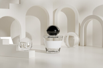 Luxe perfume on a light background, 3d render
