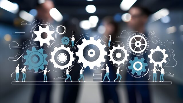 wydajność zespołowa, wsp&oacute;łpraca, zesp&oacute;ł, tryby, synchronizacja, harmonia, efektywność, technologia, praca zespołowa, zarządzanie, profesjonalizm, organizacja, wsp&oacute;łdziałanie, produktywność, sukces, bi