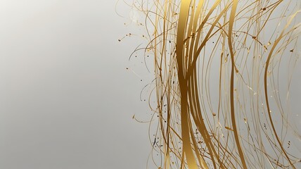 White background with gold abstract lines. Generative Ai.