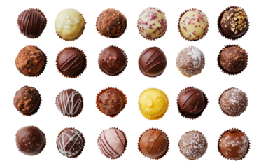 Assorted chocolate truffles, cut out - stock png.