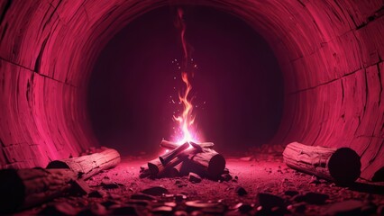 Obraz premium Fire in a Red Tunnel.