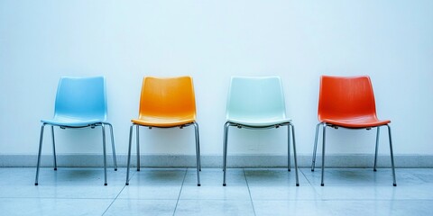Colorful Chairs Against White Wall