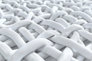 Fototapeta premium Close-up of a white fabric fiber surface rendered in 3D.. Beautiful simple AI generated image in 4K, unique.