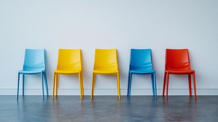 Colorful Chairs Against White Wall
