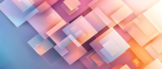 Soft Geometrical Patterns design, Overlapping squares in soft pastel shades, can be used for website design app design