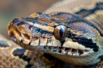 Fototapeta premium Close-up of a python in Central Kalahari. Beautiful simple AI generated image in 4K, unique.
