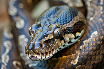 Fototapeta premium Python Snake Head Close-up. Beautiful simple AI generated image in 4K, unique.