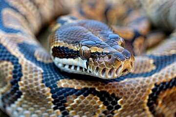 Obraz premium Close-up of a python in Central Kalahari. Beautiful simple AI generated image in 4K, unique.