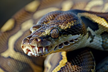 Fototapeta premium Borneo short-tailed blood python snake (Python curtus breitensteini) . Beautiful simple AI generated image in 4K, unique.