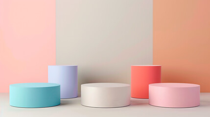 Pastel color podiums for product presentation