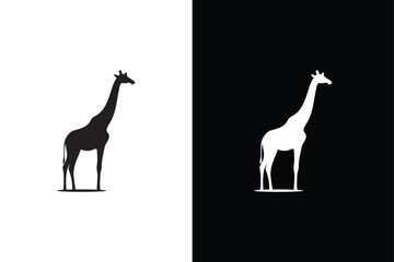 A set of giraffe vector silhouettes isolated on a white background. © MONI