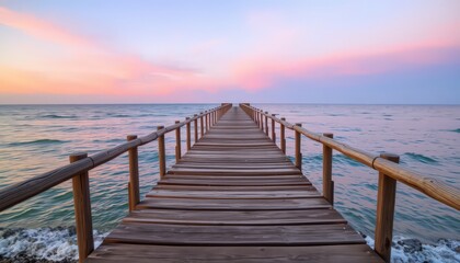 Fototapeta premium Wooden Pier at Sunset Over Water