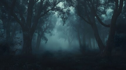 cmentarz, halloween, mgła, noc, duchy, nagrobki,  strach, groza, upiór, sceneria, nawiedzony, dreszczowiec, mroczny, duch, nawiedzone, las, drzewa, horror, tajemnica, cienie, natura, atmosfera, © Eliza