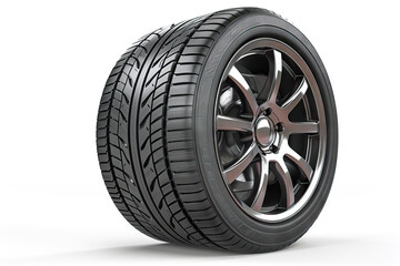 Obraz premium High-performance car tire designed for optimal road grip and safety, featuring modern tread patterns for advanced vehicles.