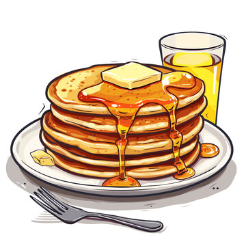 pancakes with syrup and butter, breakfast clip art preview