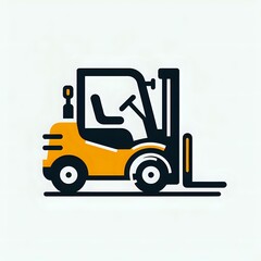 Naklejka premium yellow forklift icon on white isolated 