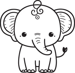 A cute elephant line art design