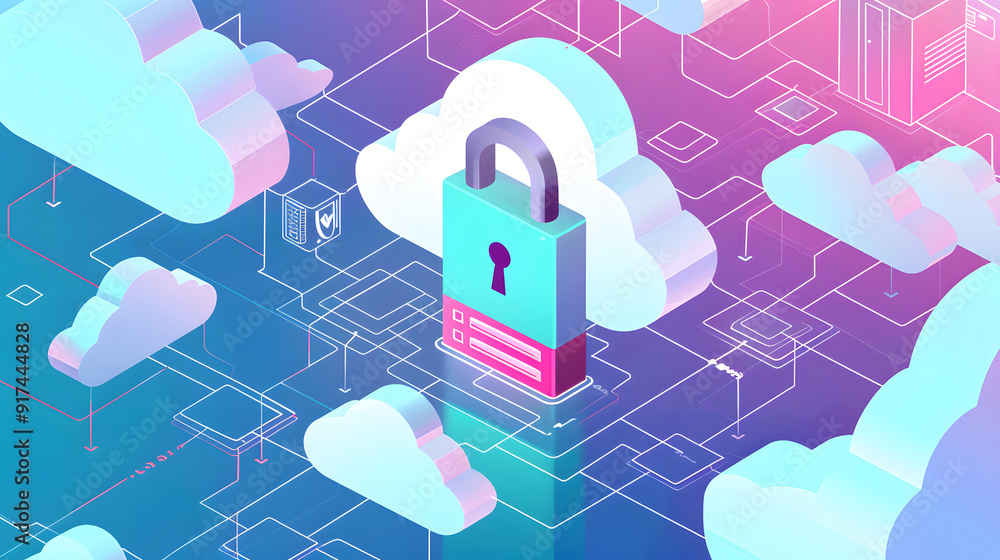 Poster cloud security measures, cloud security measures with an image displaying encryption, authentication
