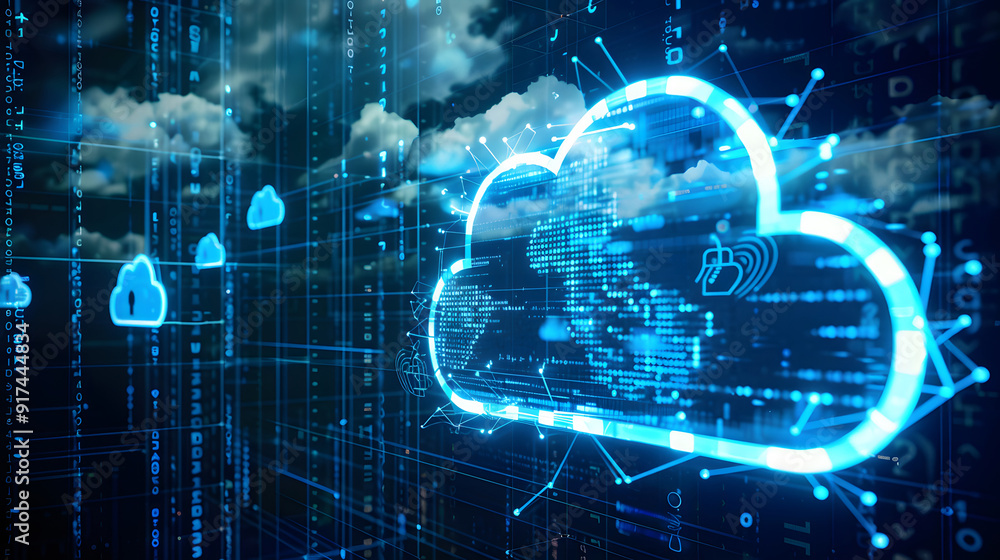 Poster cloud security measures, cloud security measures with an image displaying encryption, authentication