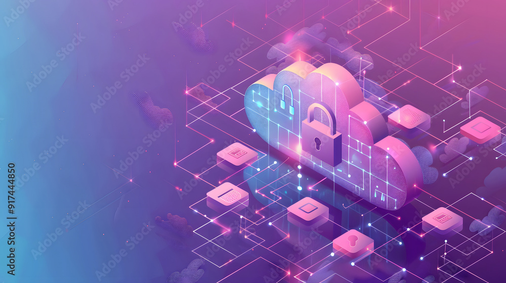 Poster cloud security measures, cloud security measures with an image displaying encryption, authentication