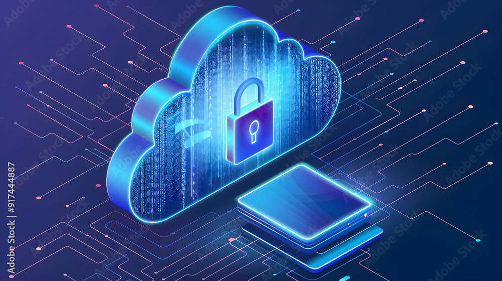 Poster cloud security measures, cloud security measures with an image displaying encryption, authentication