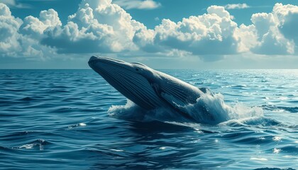 Fototapeta premium Whale Breaching in the Ocean.