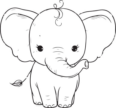 recommend clip art: A cute elephant line art design
