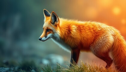 Obraz premium Red Fox in the Grass.