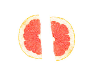 grapefruit two half slices white background