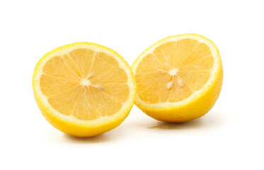 half cut lemon slice white background