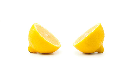 half cut lemon slice white background