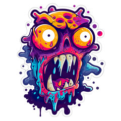 Fototapeta premium A colorful, cartoonish face with a mouth open and teeth showing