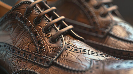 Exquisite Craftsmanship: Hand-Stitched Leather Shoe Detail