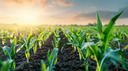 Obraz premium Sustainable agriculture practices efficiency improvement, deep depth of field, copy space, covers all objects.