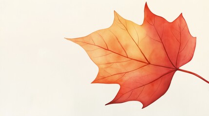 Vibrant autumn leaf illustration with orange and red tones on a white background