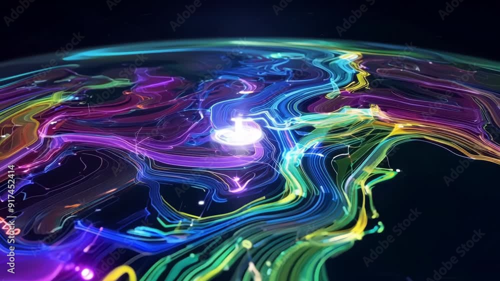 Poster a concept of worldwide communication is visually conveyed through a swirling mix of vibrant colors r