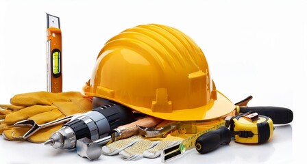 Fototapeta premium Herramientas de construcción sobre un fondo blanco aislado 