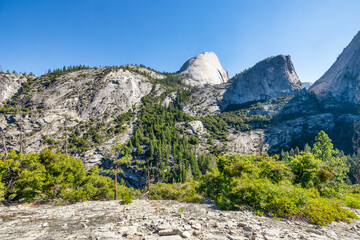 Hiking at Nevada Falls along John Muir Trail and Mist Trail, Yosemite National Park, California. USA.
