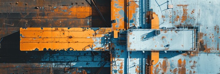 Nautical product image featuring thank you message on ground captured from bird s eye view with blue and orange hues incorporated with microprocessor details evoking a tech and engineering