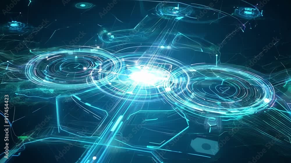 Aufkleber the concept of connection and communication through technology illustrated through a stunning digita