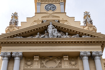 Beautiful richly decorated Neo-baroque style Malaga City Council building. Malaga, Costa del Sol, Andalusia, Spain.