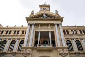 Beautiful richly decorated Neo-baroque style Malaga City Council building. Malaga, Costa del Sol, Andalusia, Spain.