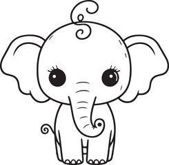 A cute elephant line art design