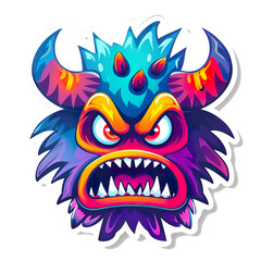 Naklejka premium A monster with a big mouth and horns
